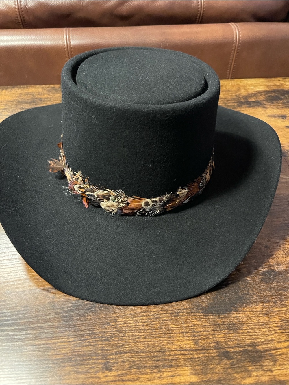 Stetson Revenger Buffalo Wide-Brim Hat with Pheasant Feather Band